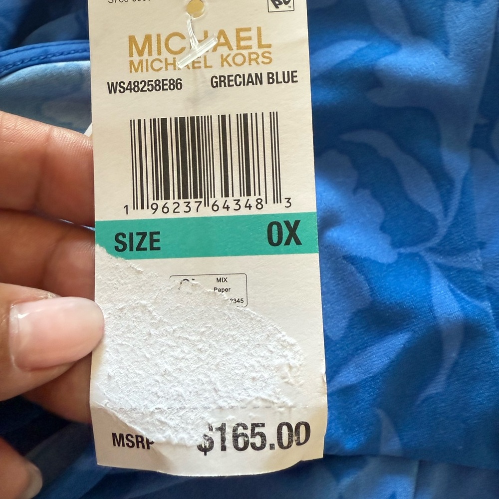 Michael Kors Floral Blue Midi Dress 0X-NWT - Picture 7 of 8